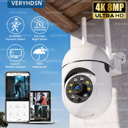 8MP Wireless PTZ Security Camera AI Human Tracking