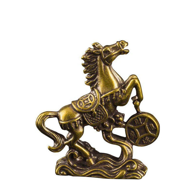 Brass Horse Step on Coins Lucky Statue