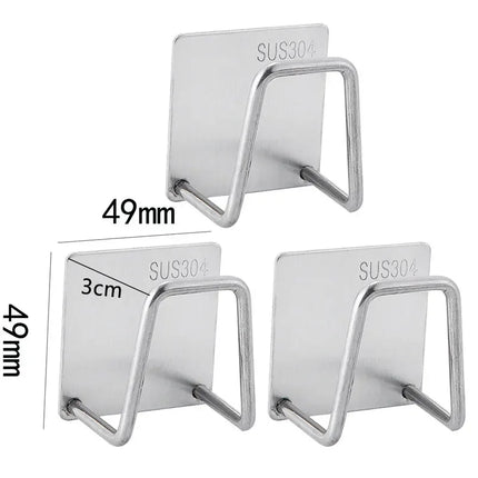 Kitchen Sponge Racks Self Adhesive Sink Sponges Drain Drying Rack Holders Stainless Steel Wall Hooks Home Storage Hook Organizer