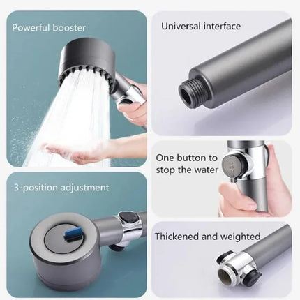 Shower Head Kit High Pressure Shower Head for Hard Water High Pressure Shower 3-mode Adjustable Spray with Massage Bathroom