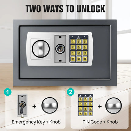 Home Storage Safe Security Box Chest Lock 8.5L Digit Security Case Handy Storage Secure Locking Safe Chest Safety Box,2 Keys