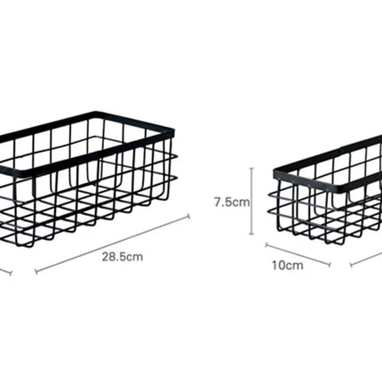 Metal Storage Basket, Black and White, Office Desktop, Cosmetic Sorting Baskets, Kitchen Seasoning Jar Organizer, Iron Box