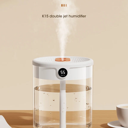 2L Cool Mist Double Spray Humidifier Atomizer Usb Night Light Home Mute Bedroom Office Night Light Digital Display Humidificador
