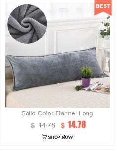 Solid Color Flannel Long Pillow Case Soft Comfortable Adults Double Lover Sleeping Pillow Cover Bedding Body Pillowcase