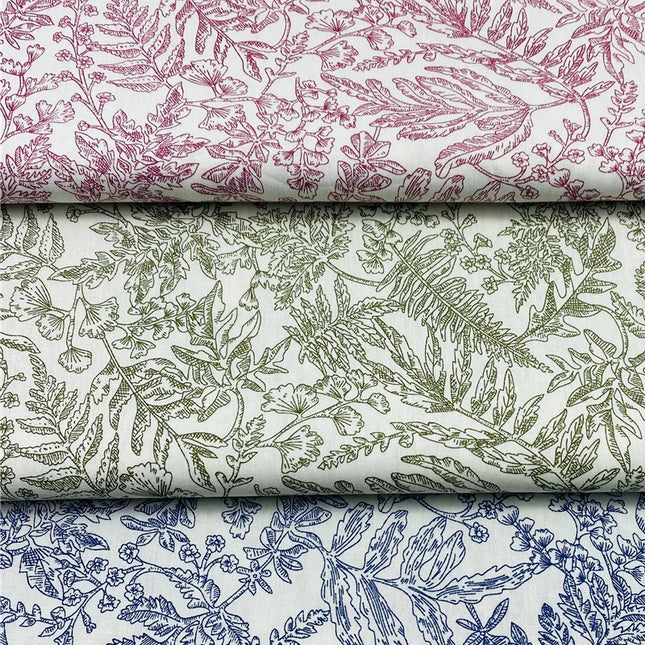 150x50cm Pure Cotton Plant Printed Fabric For Summer Women's Dresses, Shirts Curtains Bedding Handmade DIY Sewing Fabric TJ21948