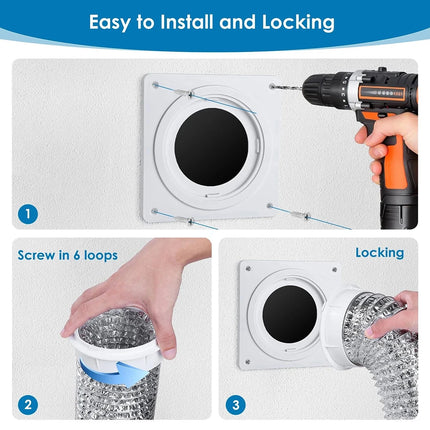 4 Inch Dryer Vent Wall Plate Dryer Vent Quick Connector Kit Fits 4 Inch Tubes Hose Duct Connector Adapter