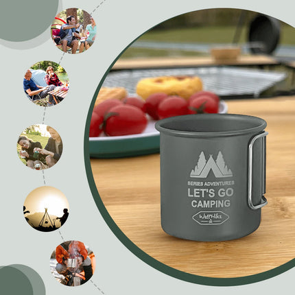 300ML Camping Water Cup Aluminium Alloy Hiking Mug Foldable Handle Travel Coffee Cup Ultra-Light Outdoor Kitchen Equipment