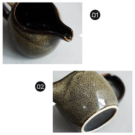 Kiln Changes Creative Ceramic Milk Jug with Handle Restaurant Steak Sauce Pot Milk Pot Gravy Boats Kitchen Retro Seasoning Tools