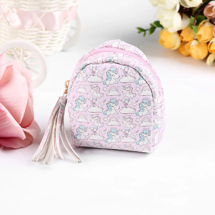 Women PU Leather Unicorn Coin Purse Mini Wallet Zipper Coin Backpack Keys Pouch Storage Bag Card Holder Home Storage Organizer