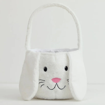 Plush Easter Basket For Kids Soft Fluffy Candy Gift Bag For Boys Girls Cute Easter Bucket Egg Hunt Bunny Bag With Ears Party
