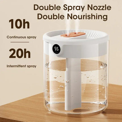 Dual Nozzle Humidifier Multifunctional Household Atomizer 2L Night Light Intelligent Digital Display Bedroom Office Fresh Air