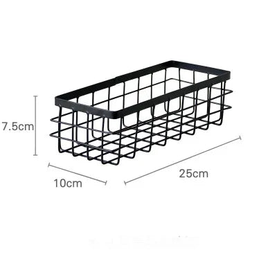 Metal Storage Basket, Black and White, Office Desktop, Cosmetic Sorting Baskets, Kitchen Seasoning Jar Organizer, Iron Box