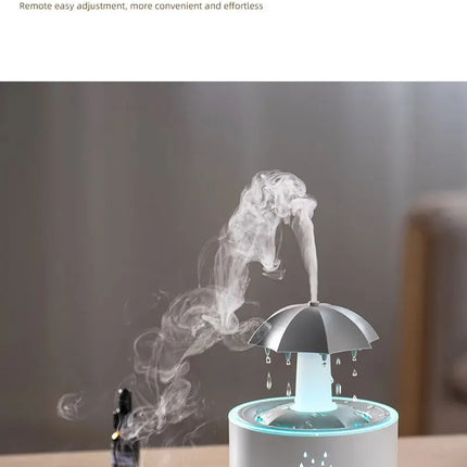 Colorful Rain Drop Aroma Diffuser with Rotating Water Mist 300ml Ultrasonic Humidifier/Remote Control/Timer/LED Light