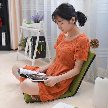 Home Office Floor Chair Folding Multiangle Portable Floor Seat with Adjustable Backrest, Low Folding Chair with Sponge Filling