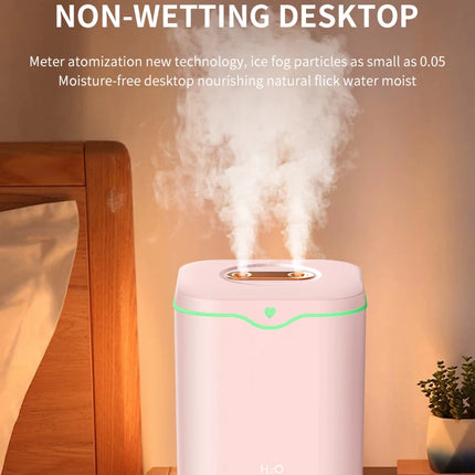 2000ml Large Capacity Double Spray Port Air Humidifier USB Silent Aromatherapy Diffuser Cool Mist Maker for Bedroom Home Office