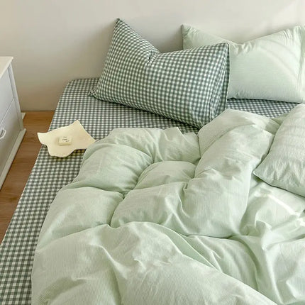 Checkerboard Bedding Set No Comforter Quilt Duvet Cover Pillowcase Flat Sheet Single Queen Size Polyester Bedclothes