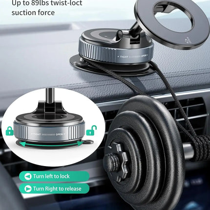 Vacuum Suction Magnetic Phone Holder for Magsafe 360° Adjustable Car Phone Mount & Retractable Vacuum Cell Phone Holders Phones