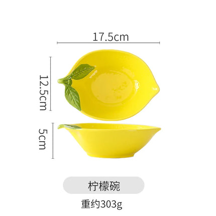 Creative Cartoon Lemon-Shaped Ceramic Bowl