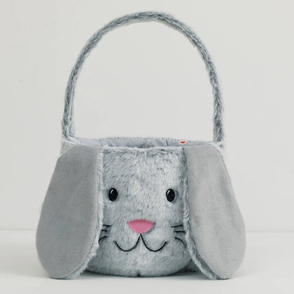 Plush Easter Basket For Kids Soft Fluffy Candy Gift Bag For Boys Girls Cute Easter Bucket Egg Hunt Bunny Bag With Ears Party