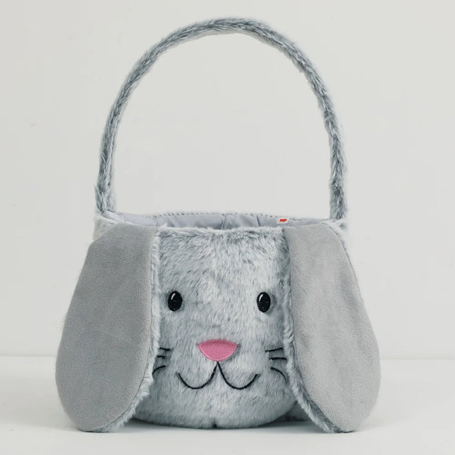 Plush Easter Basket For Kids Soft Fluffy Candy Gift Bag For Boys Girls Cute Easter Bucket Egg Hunt Bunny Bag With Ears Party
