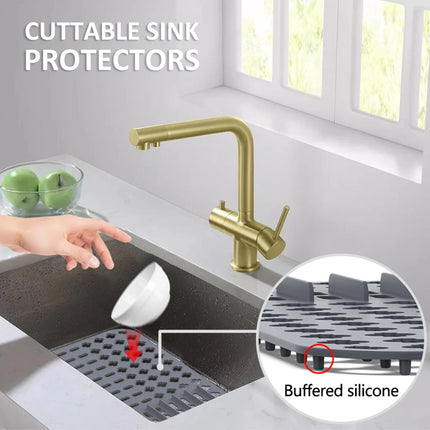 Silicone Sink Protector Non-slip Sink Mat for Bottom Heat-Resistant Grid Tableware Dish Drying Pad Draining Kitchen Accessories