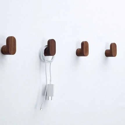 Modern Simple Wooden Decorative Hook Key Holder Door Hanger Wall-mounted Punch Robe Hook Coat Bag Rack Home Storage Organizer