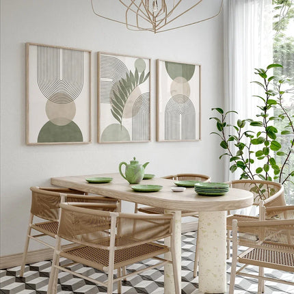 Nordic Sage Green Botanical Canvas Prints