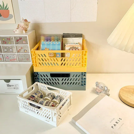 Plastic Foldable Storage Crate Stackable Organizer Box
