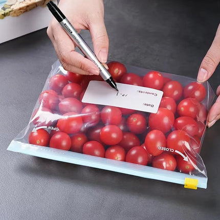 10Pcs Reusable Zipper Bag Stand Up Zip Shut Plastic Freezer Bag Fruit Vegetable Ziplock Kitchen Food Storage Organizer Pouch