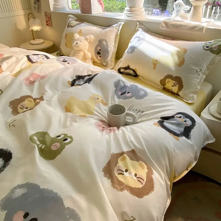 Summer Bedding Set 2024 Ins Twin Queen Duvet Cover Flat Sheet Pillowcase No Filler Girl Boys Hotel Home Bed Linens