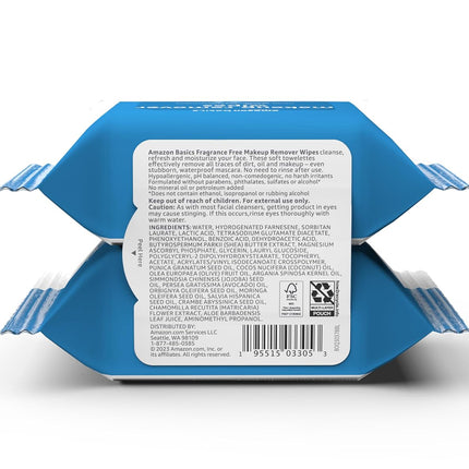 Makeup Remover Wipes, Formulated without Fragrance and Alcohol-Free, Gentle Cleansing, Removes Waterproof Mascara, Dermatologist Tested, 25 Count, Pack of 2