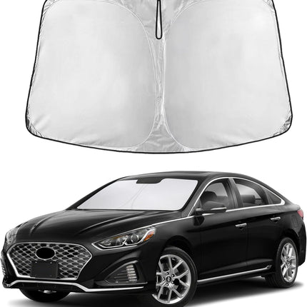 Car Windshield Sunshade | Blocks 99% Heat & Keeps Interior Cool | Universal Fits Cars, Suvs, Trucks | Automotive Sun Screen, Visor & Car Accessories for Summer | Medium (64X32 Inches)