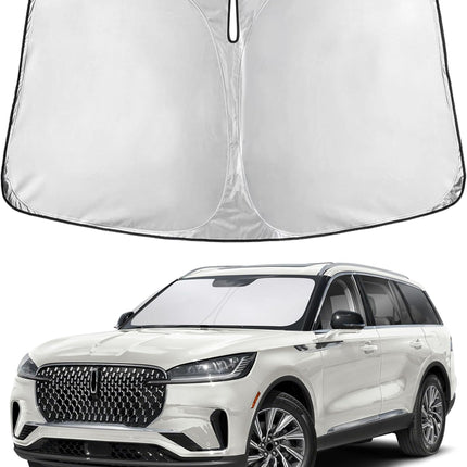 Car Windshield Sunshade | Blocks 99% Heat & Keeps Interior Cool | Universal Fits Cars, Suvs, Trucks | Automotive Sun Screen, Visor & Car Accessories for Summer | Medium (64X32 Inches)