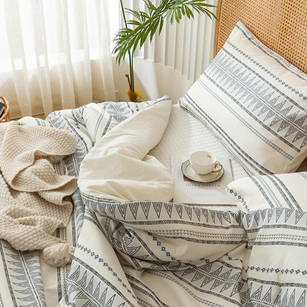 Ultra-Soft Boho Comforter Sets, Lightweight Brushed Microfiber Bohemian Chic Striped  Bedding Quilt Down Comforter Pillowsham