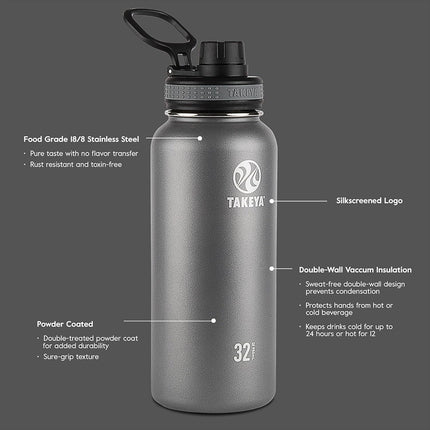 Originals Vacuum-Insulated Stainless-Steel Water Bottle, 40Oz, White