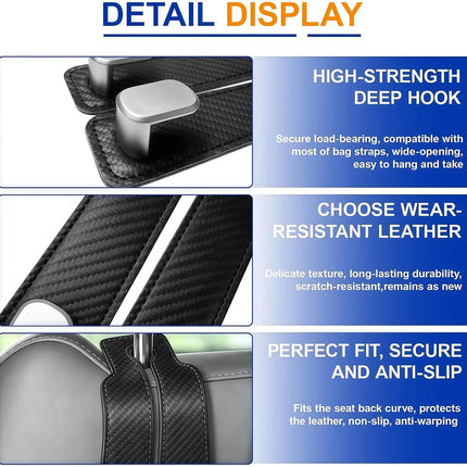 Car Purse Hook, 4-Pack Leather Headrest Hooks for Car