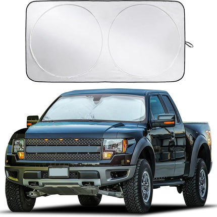 Car Windshield Sunshade | Blocks 99% Heat & Keeps Interior Cool | Universal Fits Cars, Suvs, Trucks | Automotive Sun Screen, Visor & Car Accessories for Summer | Medium (64X32 Inches)