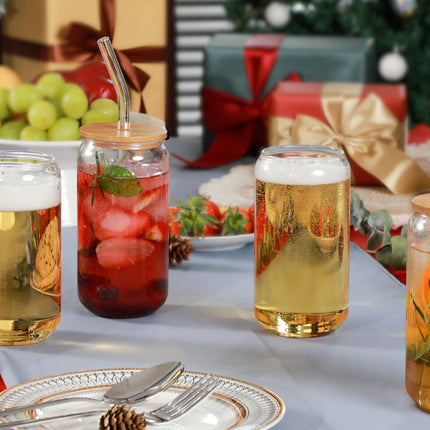 Leeseph Coffee Mug Glass Cup With Lid and Straw Transparent Coffee Tea Milk Juice Cold Drinking Cup Bar Kitchen Accessories