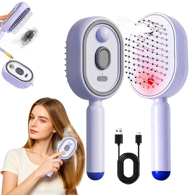 2026 New Electric Spray Air Cushion Massage Comb,3 in 1 Self-Clean Detangling Brush, Restores Silky Shine for Dry & Frizzy Hair, Premium Hair Care Tool for Women
