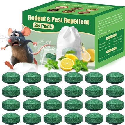 Mouse Rodent Repellent, 25 Pack Peppermint Oil Pest Repellent for Mouse, Rodent, Rat, Mice, Squirrel, Spider, Natural Effective Mouse Deterrent Trap for Indoor Outdoor Use, Safe for Humans & Pets